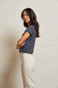 Alanis Recycled Cotton V-Neck Tee in Night