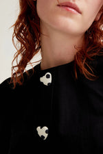 Load image into Gallery viewer, Short Sleeve Cotton Top with Heart Buttons in Black
