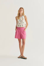 Load image into Gallery viewer, Gardener Top with Flower Buttons in White
