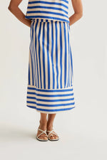 Load image into Gallery viewer, Bamboo Striped Midi Skirt in Blue
