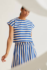 Load image into Gallery viewer, Bamboo Striped Midi Skirt in Blue
