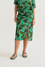 Load image into Gallery viewer, Palm Trees Midi Skirt in Green
