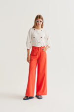 Load image into Gallery viewer, Embroidered Ladybug Blouse in Cream
