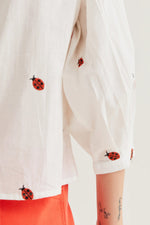 Load image into Gallery viewer, Embroidered Ladybug Blouse in Cream
