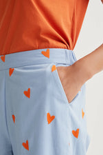 Load image into Gallery viewer, Hearts Print Trousers in Light Blue
