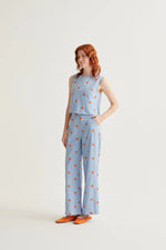Load image into Gallery viewer, Embroidered Hearts Print Top in Light Blue
