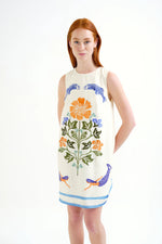 Load image into Gallery viewer, Sleeveless Crepe Mini Dress in Palm and Mermaid Print
