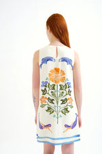 Load image into Gallery viewer, Sleeveless Crepe Mini Dress in Palm and Mermaid Print
