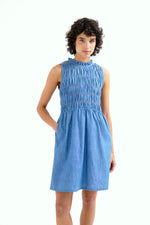 Load image into Gallery viewer, Chambray Short Dress in Light Blue
