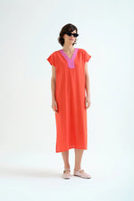 Load image into Gallery viewer, Colorblock Long Kaftan in Orange
