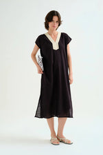 Load image into Gallery viewer, Colorblock Long Kaftan in Black
