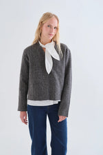 Load image into Gallery viewer, Striped Sweater Blazer in Dark Grey
