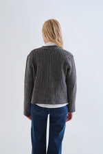 Load image into Gallery viewer, Striped Sweater Blazer in Dark Grey
