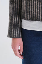 Load image into Gallery viewer, Striped Sweater Blazer in Dark Grey
