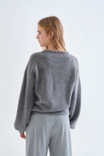 Load image into Gallery viewer, Red Bow Jumper in Grey
