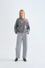 Load image into Gallery viewer, Red Bow Jumper in Grey
