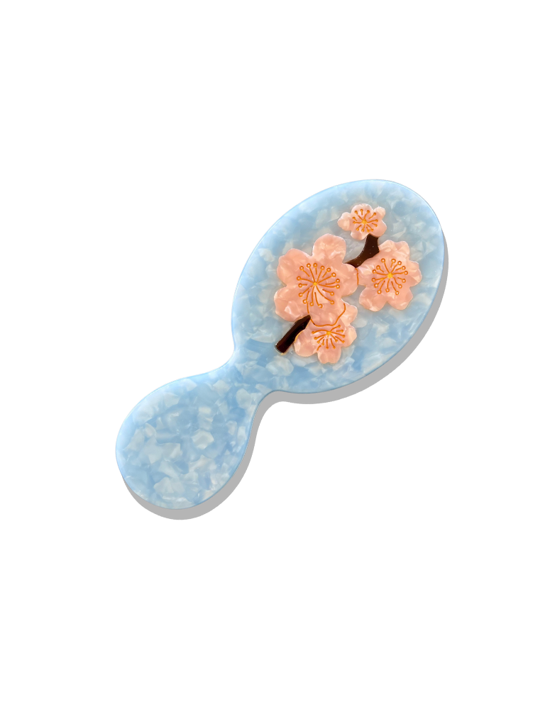 Hand-painted Compact Cherry Blossom Stem 2-1 Perfect Daily Brush