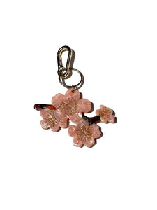 Hand-painted Cherry Blossom Bag Charm + Keychain