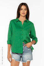 Load image into Gallery viewer, Carmine Long Sleeve Shirt in Green Foliage

