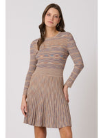 Load image into Gallery viewer, Martha Dress in Tan, Slate Blue &amp; Umber
