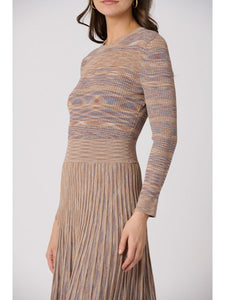 Martha Dress in Tan, Slate Blue & Umber