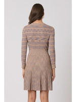 Load image into Gallery viewer, Martha Dress in Tan, Slate Blue &amp; Umber
