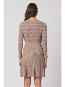 Martha Dress in Tan, Slate Blue & Umber