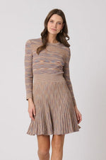 Load image into Gallery viewer, Martha Dress in Tan, Slate Blue &amp; Umber
