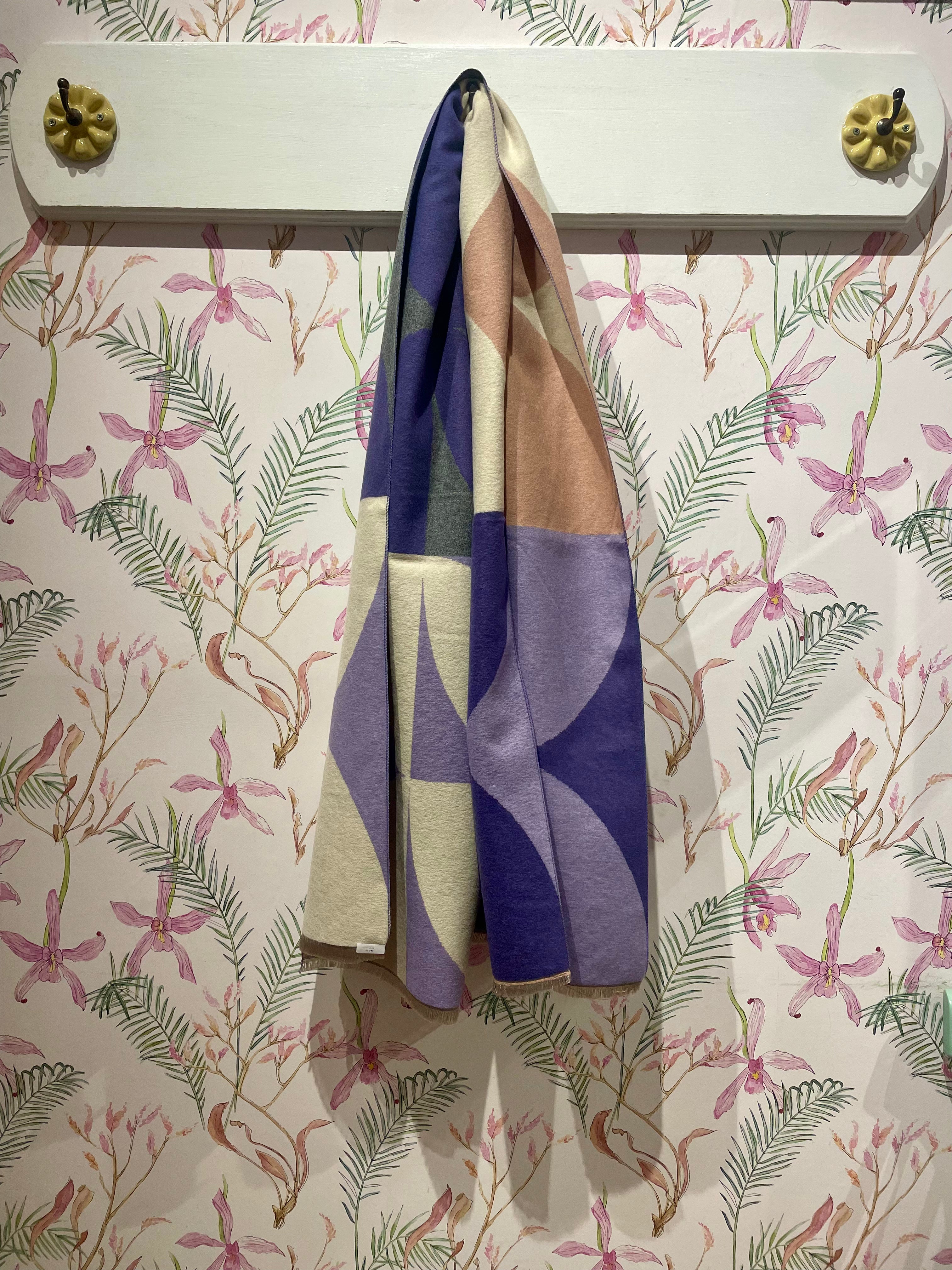 Colorblock Petal Scarf in Purple/Grey/Peach