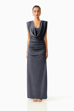 Load image into Gallery viewer, Marisol Cowl Neck Gown in Charcoal
