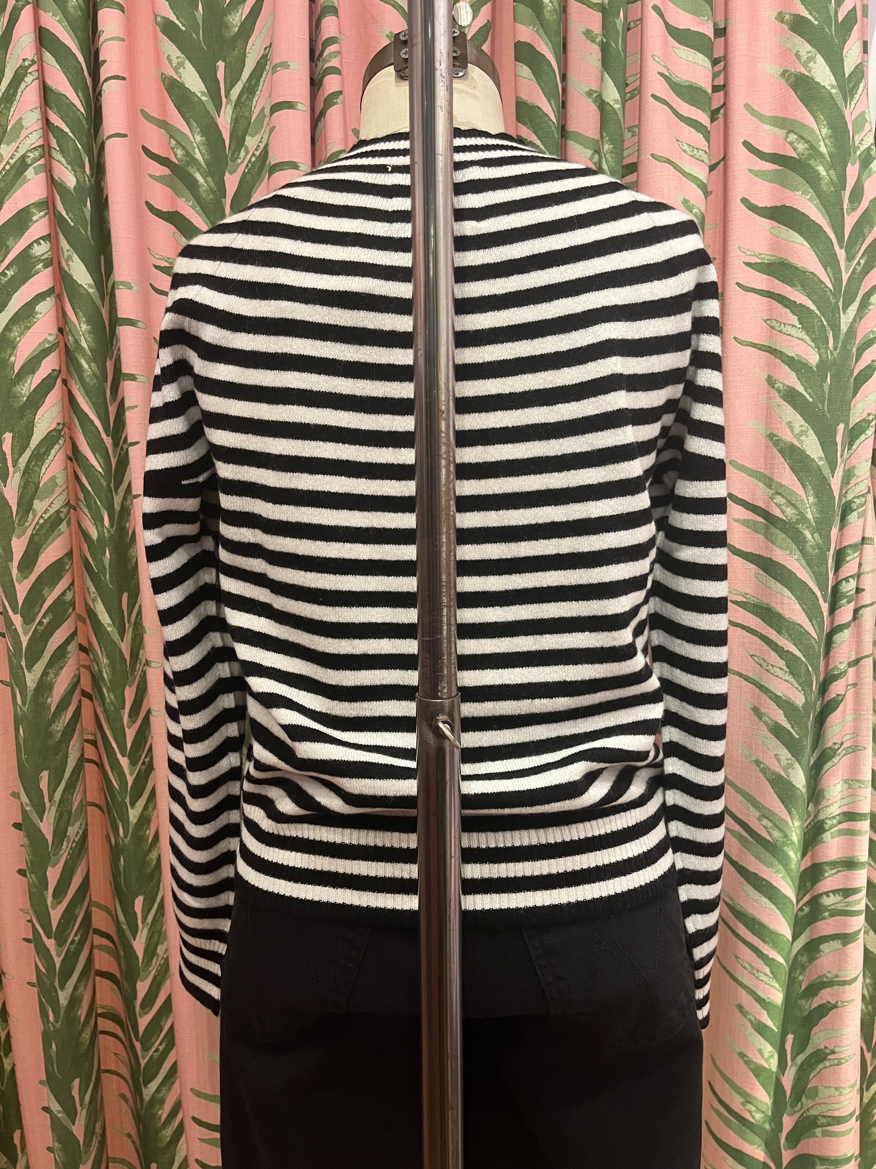 Vary Stripe Crew Sweater in Black/Cream