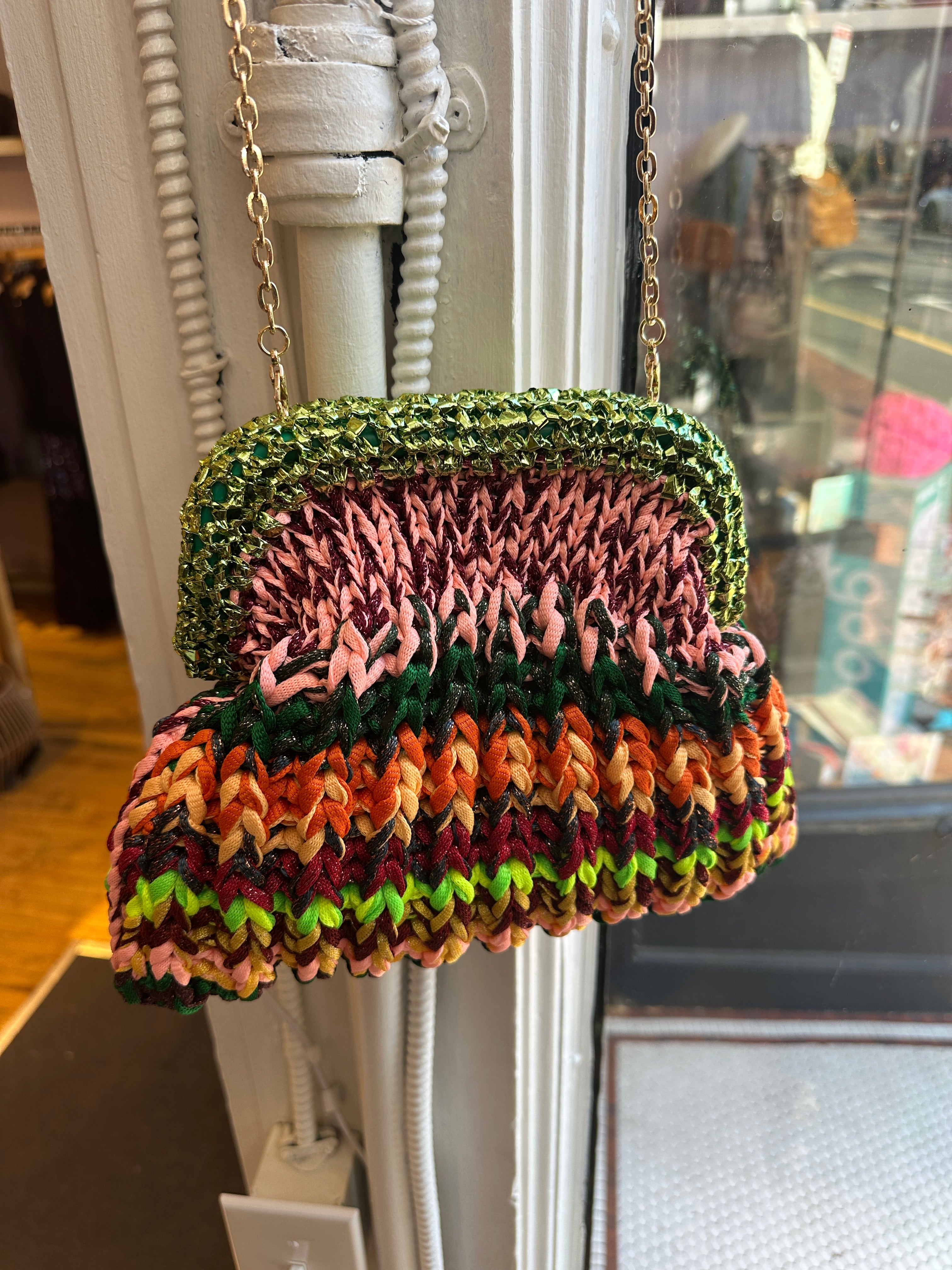 Sis Clutch in Lime Green/Pink