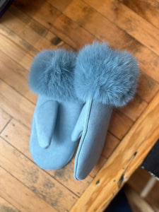 Shearling Mittens in Menta