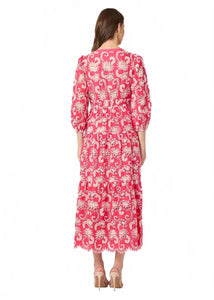 Sicily Dress in Raspberry/Ivory