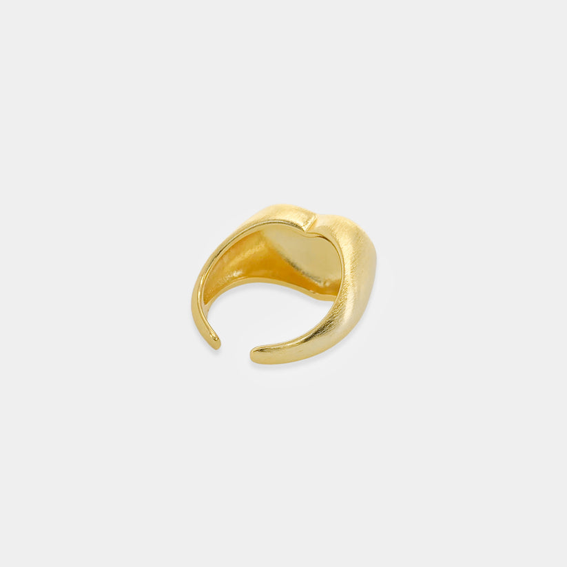 Gold Plated Matte Brushed Heart Ring