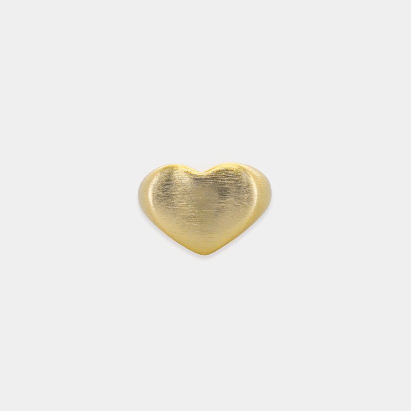 Gold Plated Matte Brushed Heart Ring