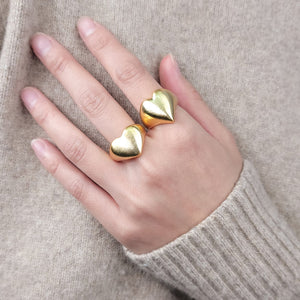 Gold Plated Matte Brushed Heart Ring