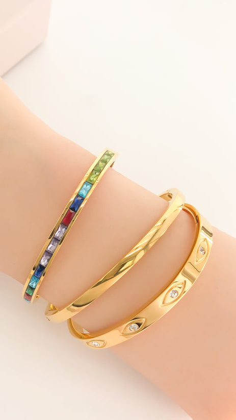 Gold Plated Evil Eye Bangle