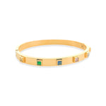 Load image into Gallery viewer, Gold Plated Square Bezzled Multicolor CZ Bangle
