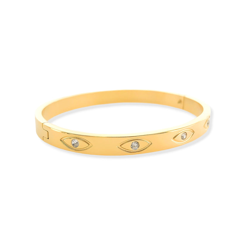 Gold Plated Evil Eye Bangle