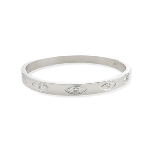 Rhodium Plated Evil Eye Bangle