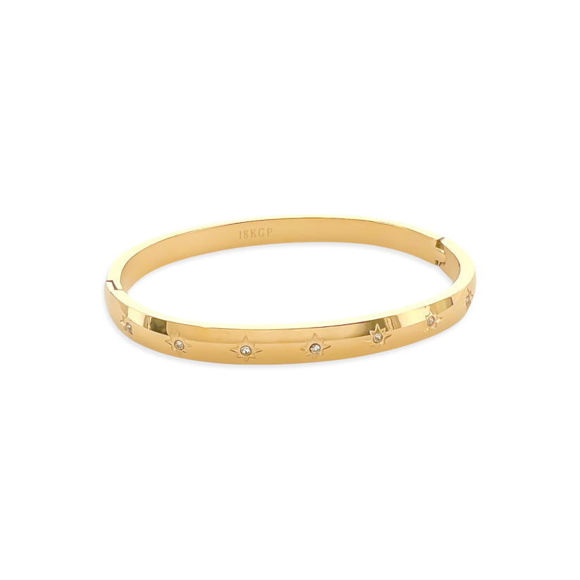 Gold Plated CZ Starburst Bangle