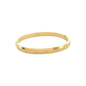 Gold Plated CZ Starburst Bangle