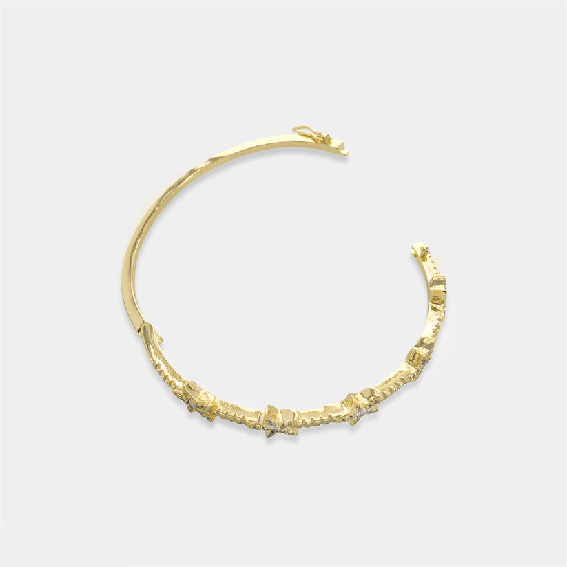 CZ Star Bangle in Gold