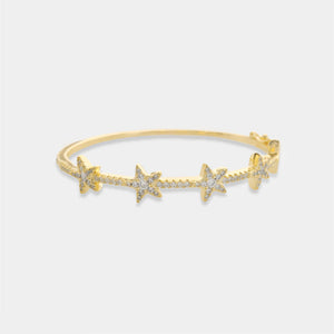 CZ Star Bangle in Gold