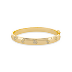 Load image into Gallery viewer, Gold Plated Pave CZ Flower Bangle
