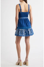 Load image into Gallery viewer, Anise Belted Mini Dress in Navy Multi
