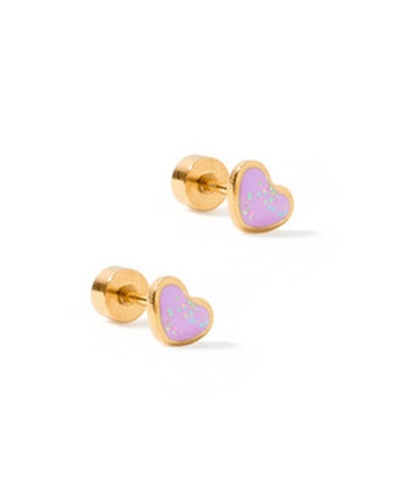 Screwback Stud Earrings in Purple Nora Heart