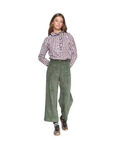 Dorin Corduroy Straight Trouser in Pana Hunter Green