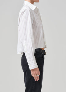 Fino Cropped Shirt In Clove Stripe